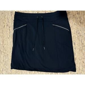 Athleta ST Black Athletic Skort Zip Pocket Drawstring Stretch Active Golf Tennis